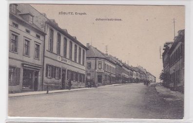 94599 AK Zöblitz, Erzgebirge - Johannisstrasse, Straßenansicht mit Geschäften