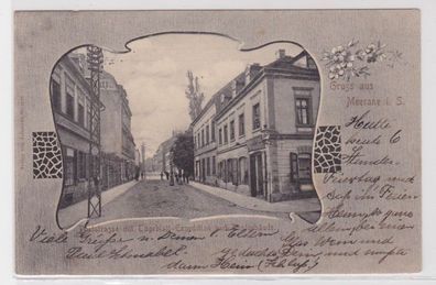 98288 Ak Gruß aus Meerane Poststraße mit Tageblatt Expedition 1902