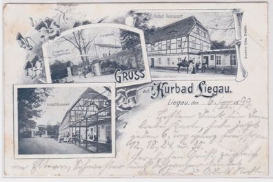 98377 Mehrbild Ak Gruß aus Kurbad Liegau Restaurant 1899