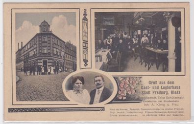 99001 Mehrbild Ak Gruß aus dem Gasthaus Stadt Freiberg in Riesa um 1910