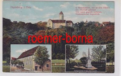 15454 Ak Haynsburg b. Zeitz Burg, Gasthof, Ruhestätte d. Fam. Reichardt 1914