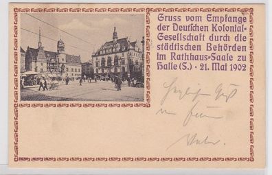17371 Ak Gruß vom Empfange der deutschen Kolonial Gesellschaft Halle a.S. 1902