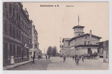 34836 Feldpost Ak Schönebeck an der Elbe Bahnhof 1916