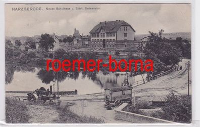 74758 Ak Harzgerode neues Schulhaus und städtische Badeanstalt 1907