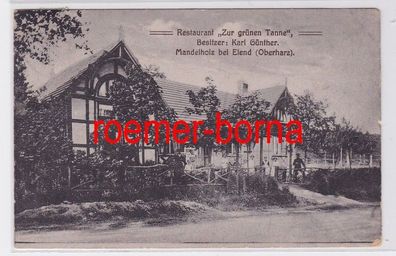 76457 Ak Mandelholz bei Elend Oberharz Restaurant 'Zur grünen Tanne' 1921