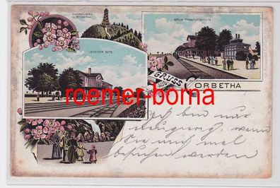 81892 Ak Lithografie Gruss aus Corbetha Bahnhof 1907
