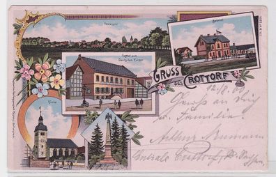 93331 Ak Lithographie Gruß aus Crottorf Bahnhof, Gasthof usw. 1900