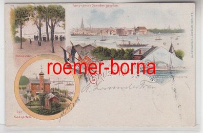 65375 Ak Lithographie Gruss aus Kiel Stadt und Hafenansichten 1898