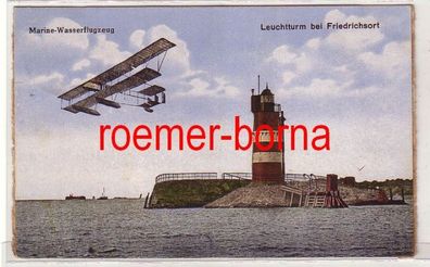 81265 Ak Leuchtturm bei Friedrichsort mit Marine-Wasserflugzeug 1924