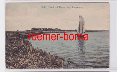 81378 Ak Hallig Oland mit Damm nach Langeness um 1910