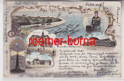 81855 Ak Lithographie Gruss aus Amrum Leuchtturm, Seehospiz 1899