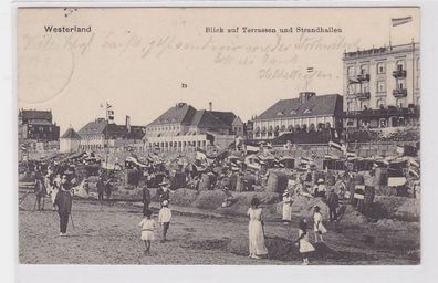 85571 Ak Westerland Blick auf Terrassen und Strandhallen 1912