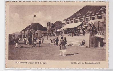 90870 Ak Nordseebad Westerland auf Sylt Terrasse vor der Kurhausstrandhalle 1925