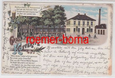 23589 Ak Lithographie Gruß aus Kotteritz Restauration 1902