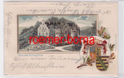 78110 geprägte Ak mit Wappen: Schloss Altenstein 1904