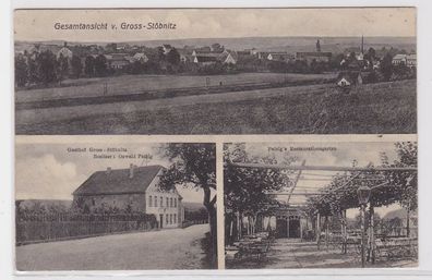 83950 Mehrbild Ak Gesamtansicht von Gross Stöbnitz und Gasthof um 1915