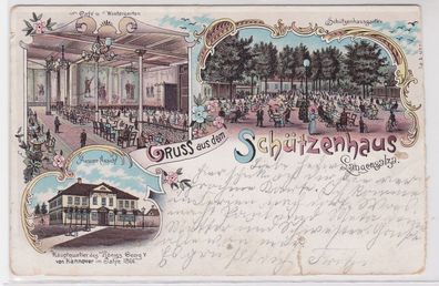 84125 Ak Lithographie Gruß aus dem Schützenhaus Langensalza 1900