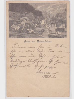 89133 Vorläufer Ak Gruß aus Unterschönau Totalansicht 1896