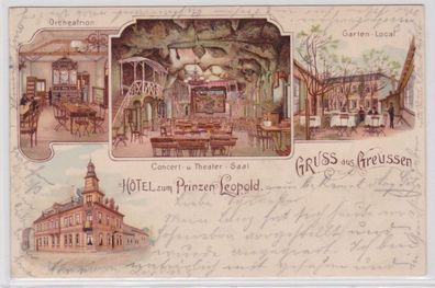 98612 Ak Lithographie Gruß aus Greussen Hotel zum Prinzen Leopold 1903