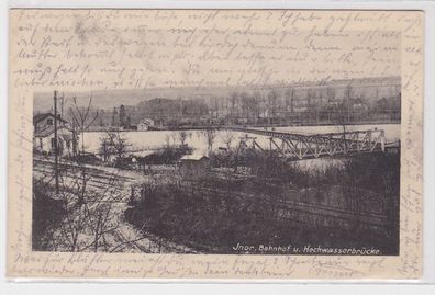 41010 Feldpost AK Inor - Bahnhof und Hochwasserbrücke mit Gleisanlage 1916