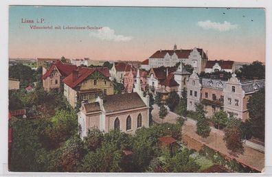 91878 AK Lissa (Leszno) in Posen - Villenviertel mit Lehrerinnen-Seminar 1916
