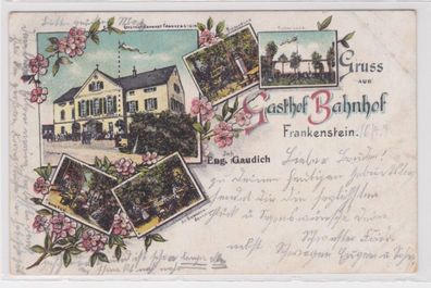 31117 Ak Lithographie Gruß aus Gasthof Bahnhof Frankenstein 1909