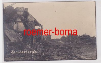 85539 Foto Ak Lombartzyde Westflandern Lombardsijde zerstörte Häuser um 1914
