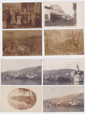 93127/8 Foto Ak Mazedonien Ortsansichten im 1. Weltkrieg