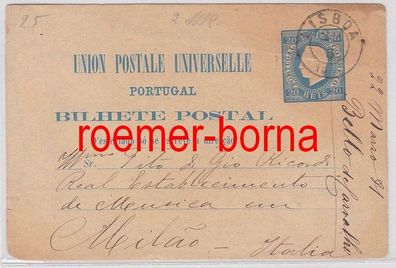 28077 Ganzsachen Postkarte Portugal von Lissabon nach Mailand 1881