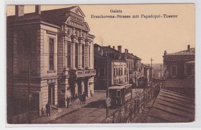 77920 Feldpost AK Galatz - Braschovena-Strasse mit Papadopol-Theater 1917