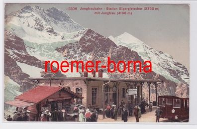 81021 Ak Jungfraubahn Station Eigergletscher nit Jungfrau 1909