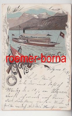 82151 Ak Lithographie Gruss vom Vierwaldstätter See 1897