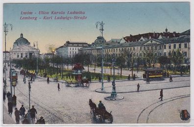 87766 AK Lemberg (Lwów) - Karl Ludwigs-Straße (Ulica Karola Ludwika) 1918