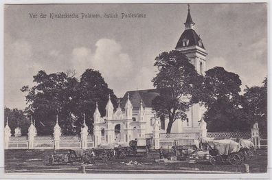 91764 AK Vor der Klosterkirche Polawen (Palavenelé), östliche Poniwiesz 1917