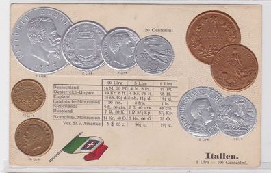 81385 Präge Ak mit Münzabbildungen Italien um 1910