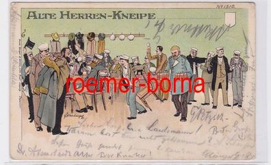 80914 Künstler Ak Bruno Bürger Nr. 1510 Alte Herren-Kneipe 1900