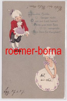 81738 Humor Reim Ak niedliches Rokoko Pärchen 1907