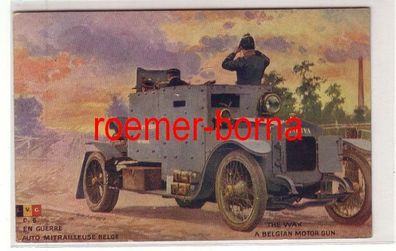 78669 Künstler Ak 1. Weltkrieg Minerva Panzerwagen Belgien um 1915