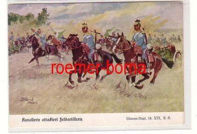 80302 Ak Ulanen Regiment 18 XIX.A.K. Kavallerie attakiert Feldartillerie um 1930