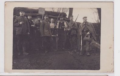86954 Feldpost Foto Ak Landser mit Pfeife und Karabiner 1. Weltkrieg 1916