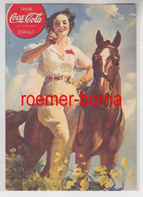25314 Reklame Ak Coca Cola Junge Frau mit Pferd um 1930
