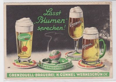79283 Reklame Ak Grenzquell Brauerei Wernesgrün um 1940