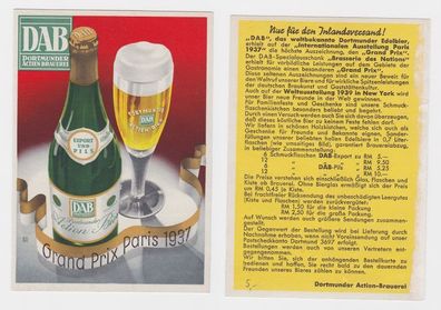83808 Reklame Ak DAB Dortmunder Actien-Brauerei Bier Pils um 1939