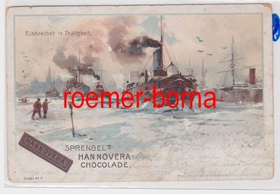 85403 Reklame Ak Sprengel´s Hannovera-Chocolade Serie 1 Nr. 4 Eisbrecher 1900