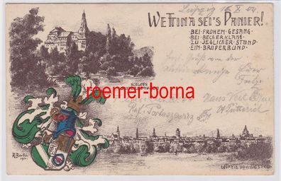 88081 Künstler Ak Studentika Wettina sei´s Panier! Schloss Sondershausen 1901