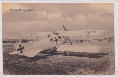 98491 Ak Roland Doppeldecker Flugzeug im 1. Weltkrieg um 1915