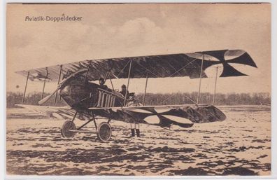98493 Ak Aviatik Doppeldecker Flugzeug im 1. Weltkrieg um 1915