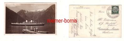 68724 Ak Norwegen M.S. Monte Sarmiento im Sognefjord Schiffspost 1935