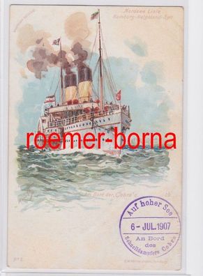 80807 Künstler Ak An Borde der 'Cobra' Nordsee-Linie Hamburg-Helgoland-Sylt 1907