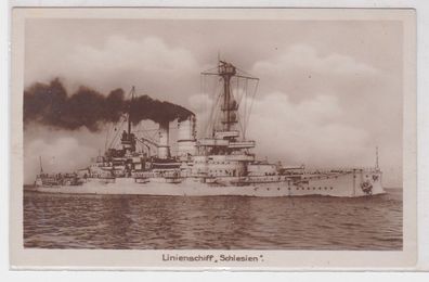 91085 Ak Deutsches Kriegsschiff Linienschiff 'Schlesien' um 1920